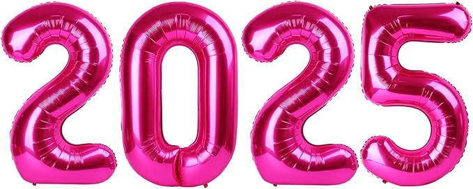 2025 Balloon Numbers - 40 Inch Hot Pink New Years Eve Party Supplies 2025, Nye Decor Party Decora... | Amazon (US)