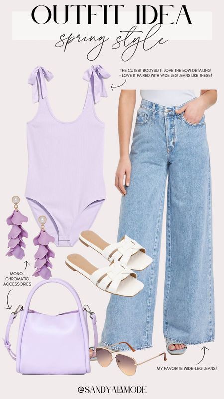 Target circle week | trendy spring denim | trendy wide leg jeans | monochromatic spring outfit | bow tie bodysuit | lavender spring outfit 

#LTKSeasonal #LTKstyletip #LTKfindsunder100