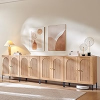 IFGET Modern Buffet Cabinet with Storage, 92.63" W Fluted Arched Sideboard Cabinet w/Adjustable S... | Amazon (US)