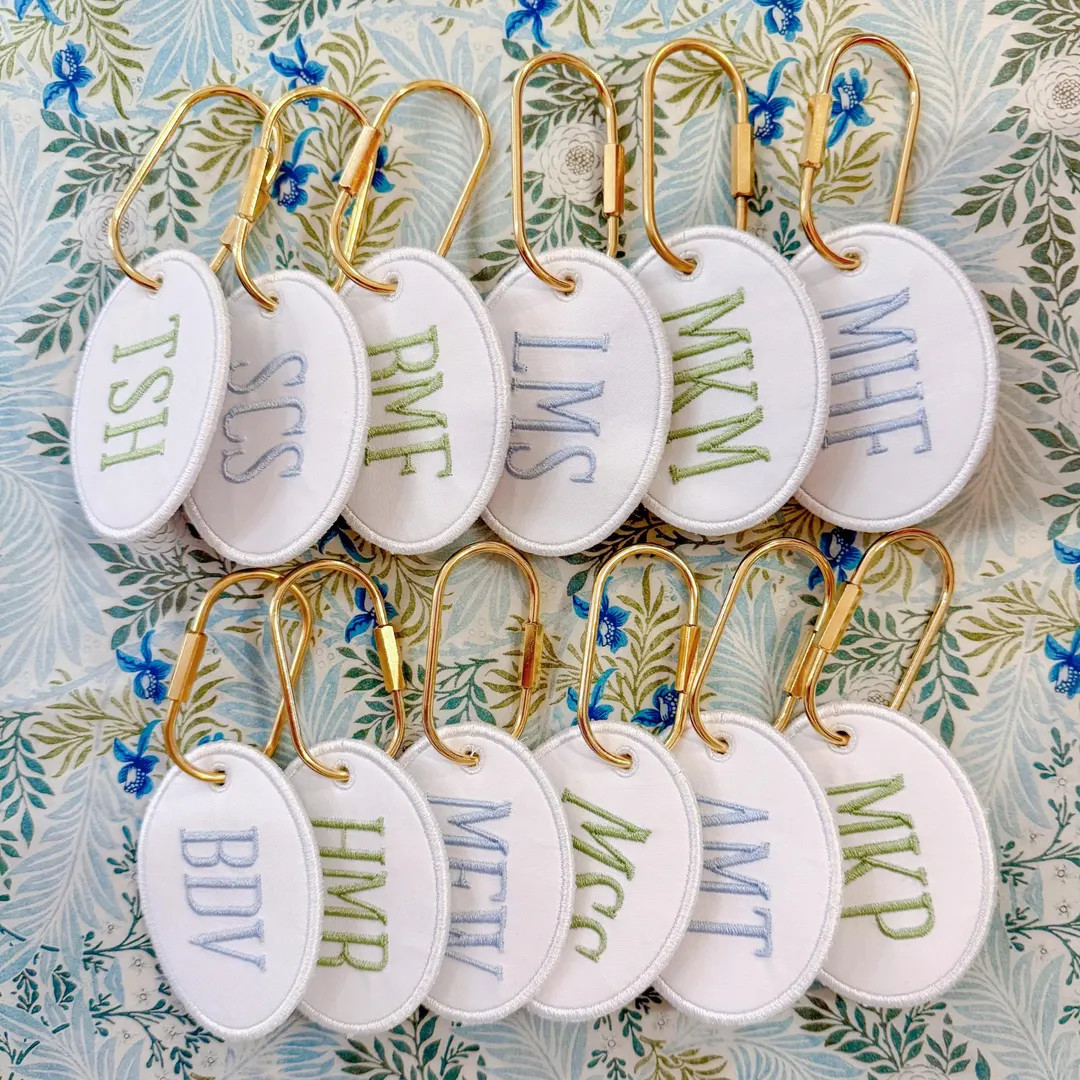 Personalized Embroidered Bag Charm | Custom Initial Keychain | Gold Carabiner | Heirloom-style Gi... | Etsy (US)