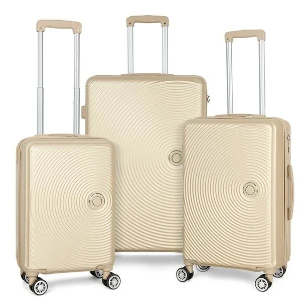 ABQ Deluxe Field Hardside Luggage 3-Piece Set with Spinner - Elegance Champagne | Walmart (US)