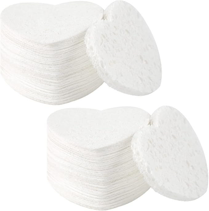 100-Count Compressed Facial Sponges for Estheticians Heart Shape Natural Cellulose Sponge Profess... | Amazon (US)