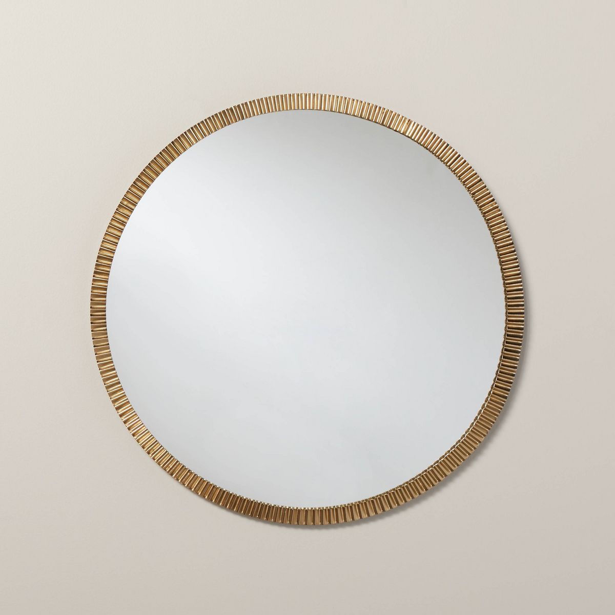 Pleated Brass Round Wall Mirror Antique Finish - Hearth & Hand™ with Magnolia | Target