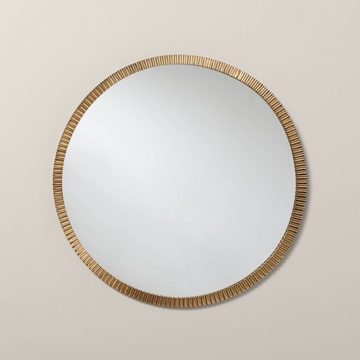 20" Pleated Brass Round Wall Mirror Antique Finish - Hearth & Hand™ with Magnolia | Target