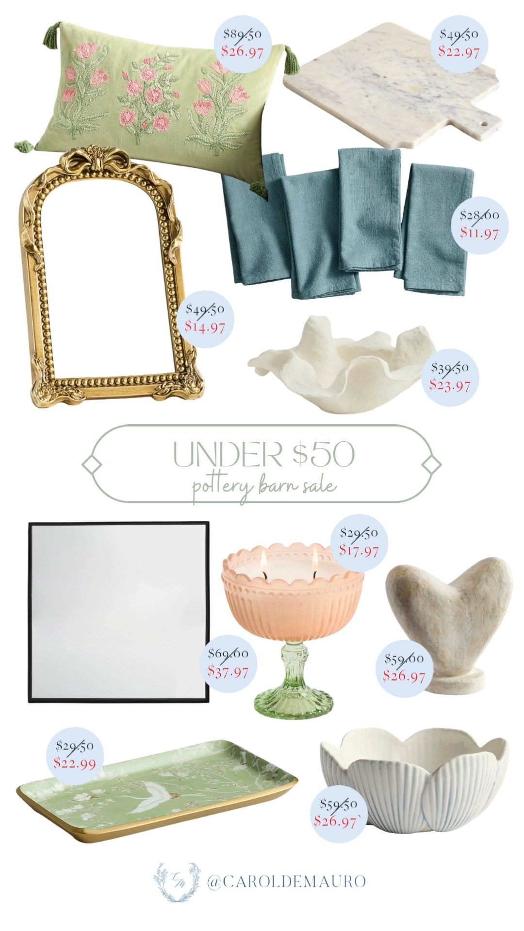 pottery barn sale, under $50, discounted, home finds, home decor, floral throw pillow, table napkins, decorative bowl, marble cutting board, serving tray, cute candle, summer home refresh

#LTKHome