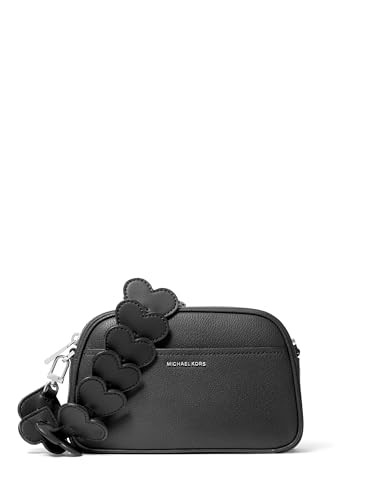Michael Kors Jet Set Small Camera Crossbody Bag, Silver-Tone Hardware/Leather w/Heart Strap/Black | Amazon (US)