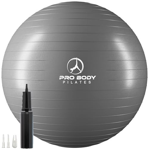 ProBody Pilates Exercise Ball - Multiple Sizes Gym Grade Balance Ball for Fitness, Workout, Pregnancy & Physical Therapy, Stability Yoga Ball Chair (Silver, 55cm) | Amazon (US)