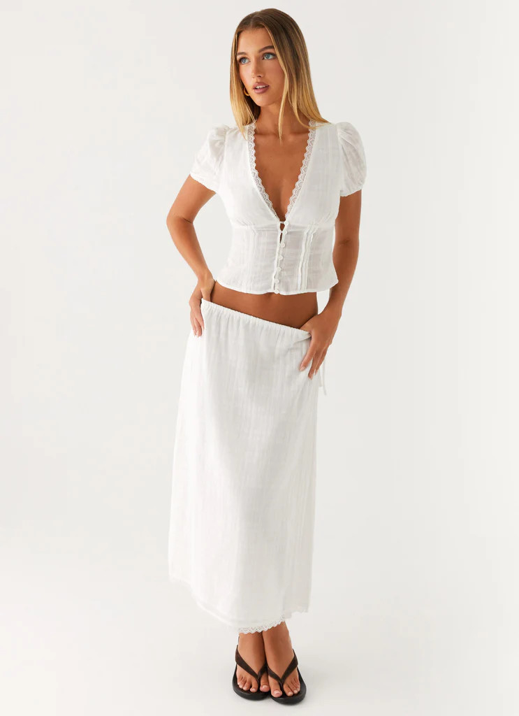 Sweet Lullaby Midi Skirt - White | Peppermayo (Global)