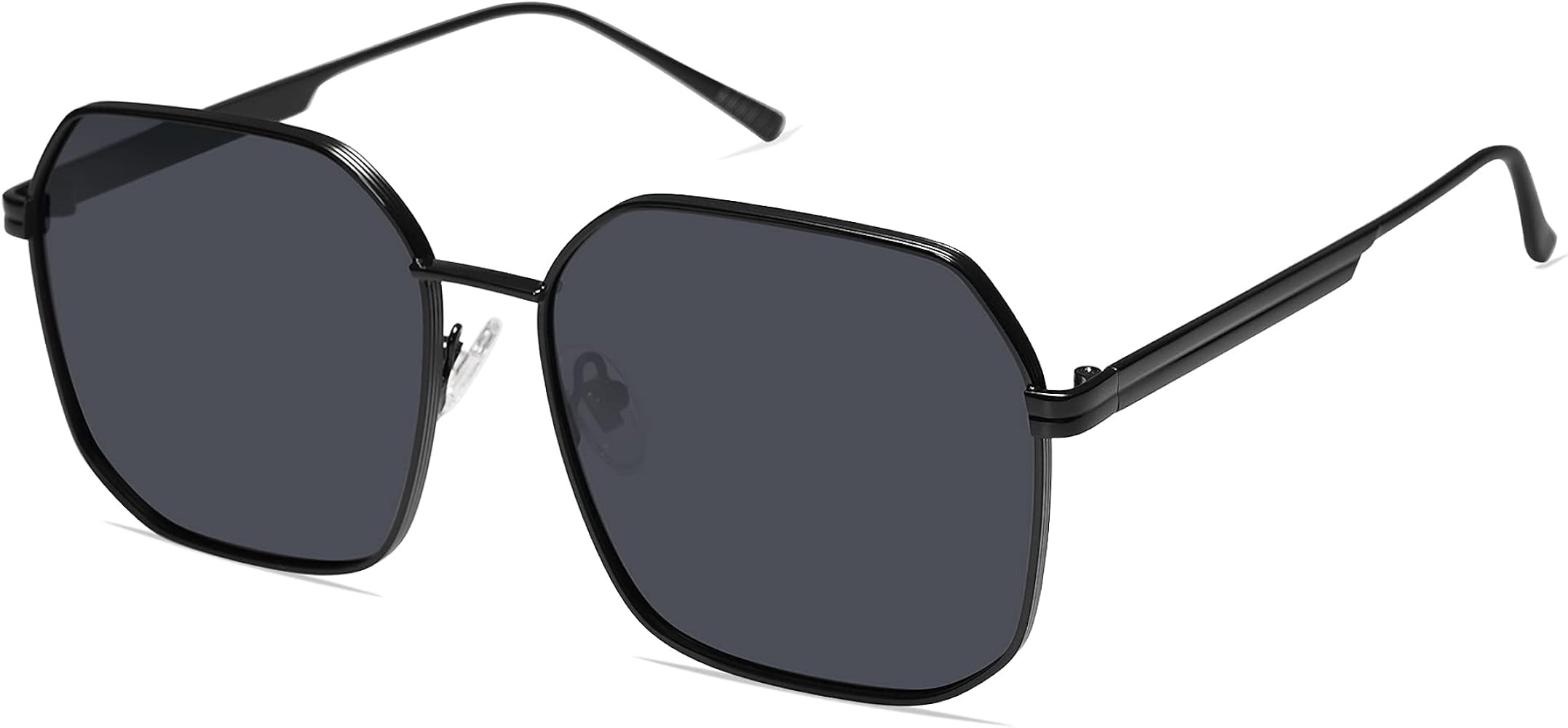 SOJOS Retro Square Polarized Sunglasses for Women Vintage Square Shades UV400 Large Metal Frame Rile | Amazon (US)