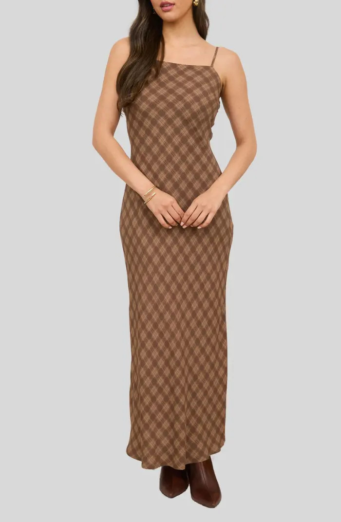 Bias Cut Plaid Midi Dress | Nordstrom Rack