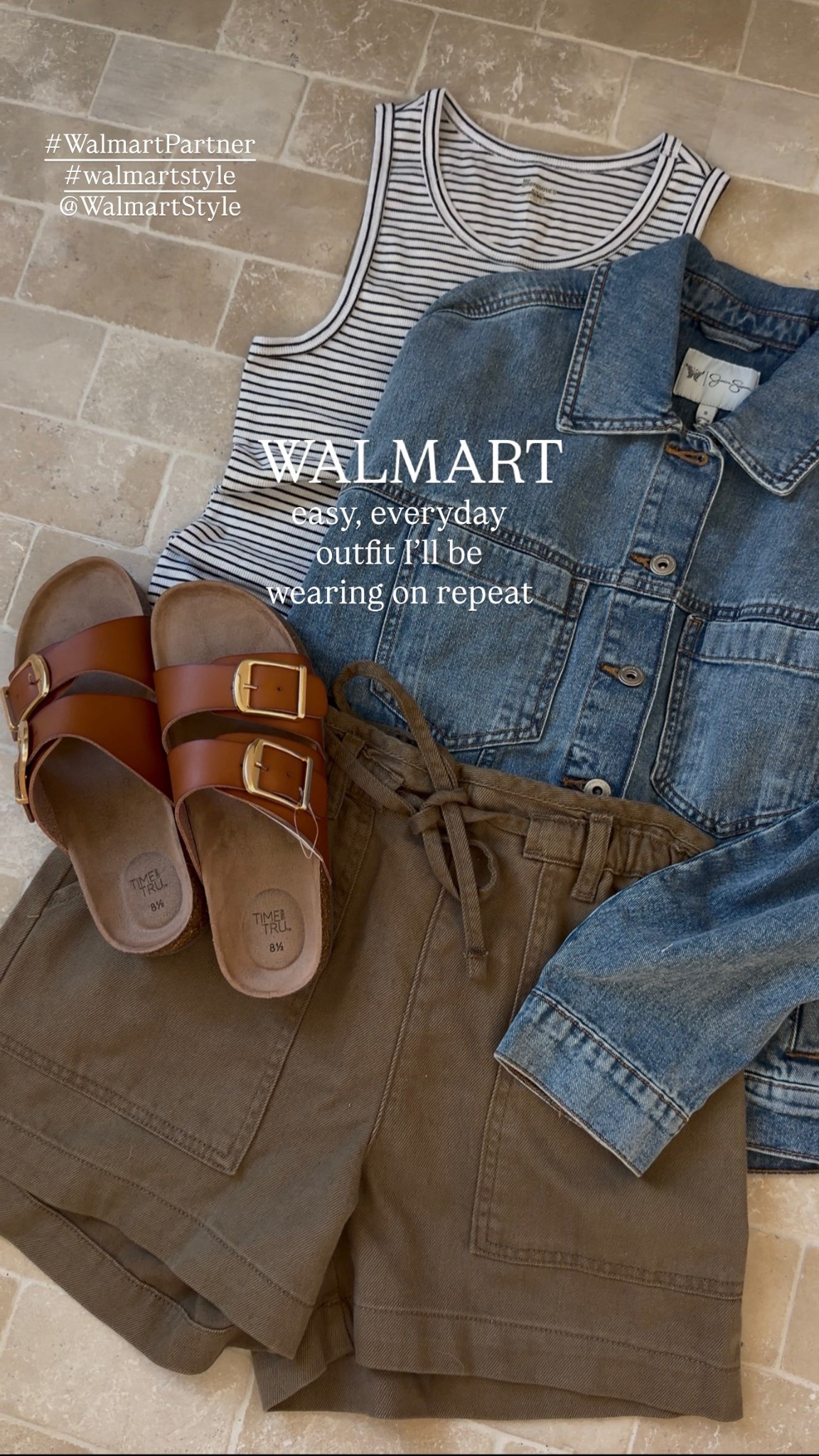 Thanks to #WalmartPartner, I put together the easy outfit that always works

This is my go to formula right now… a simple striped tank, relaxed shorts, a denim layer, and these sandals that pull everything together. It feels effortless but still put together, and every piece is something you can mix and match a hundred different ways. The sandals are the real standout and they’re going fast for a reason.

#walmartstyle @WalmartStyle