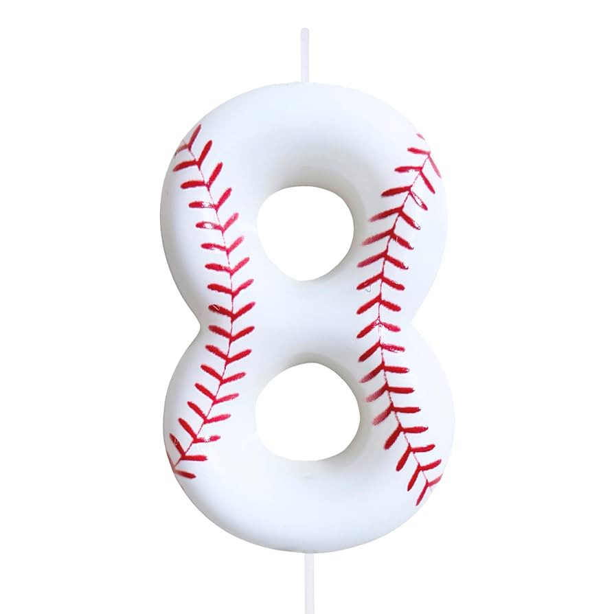 Baseball Birthday Number Candles for Cake White Number 8 Candle Baseball Cake Topper for Party An... | Amazon (US)