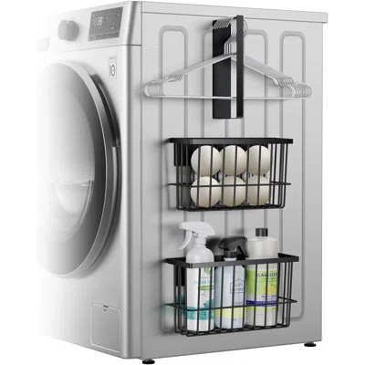 3-Piece Magnetic Laundry Room Organizer Set, Metal Dryer Ball Holder, Lint Bin & Hanger Rack for Washer Dryer | Wayfair North America