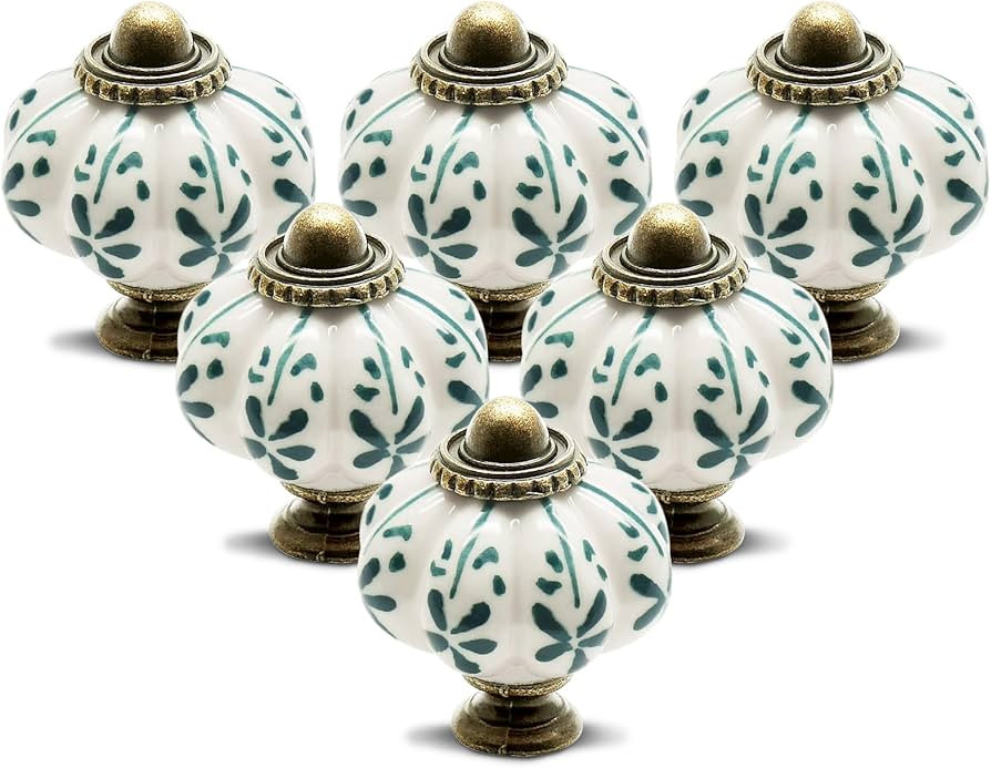 12pcs Ivory Pumpkin Knobs, Vintage Ceramic Cabinet Knobs, Dresser Drawer Door Knobs Drawer Pulls ... | Amazon (US)