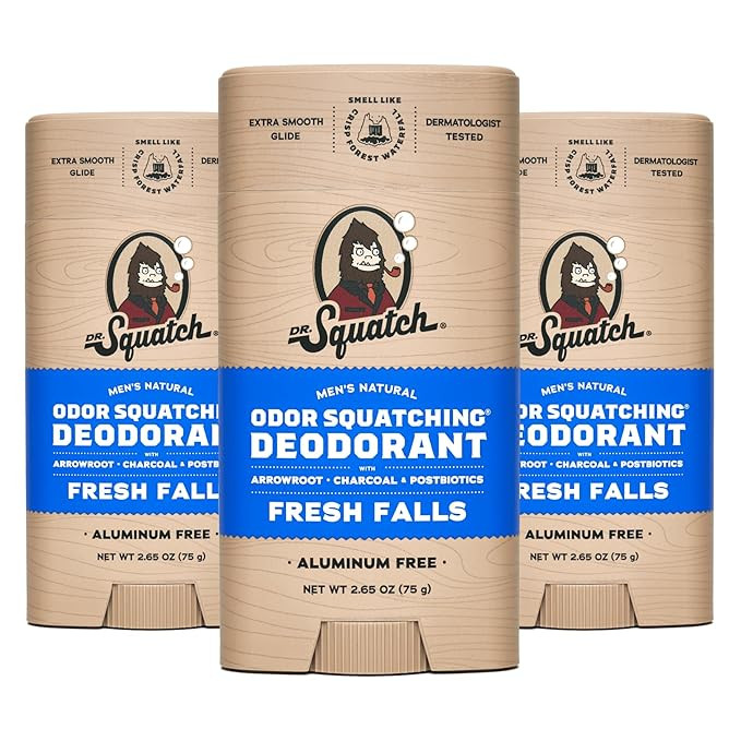 Dr. Squatch Natural Deodorant for Men - Odor-Squatching Aluminum Free - Fresh Falls (2.65 oz, 3-P... | Amazon (US)
