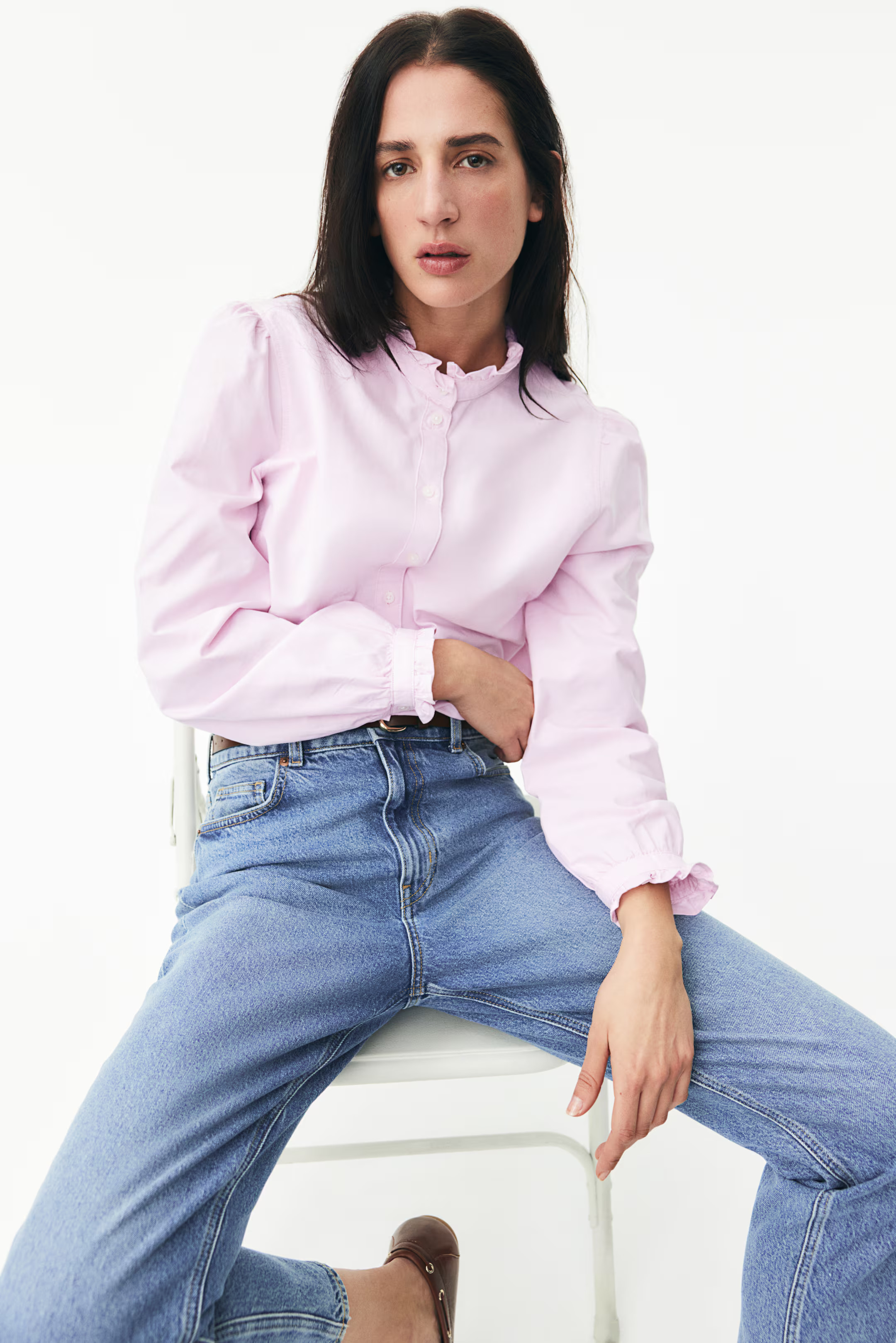 Ruffle-trimmed Oxford Blouse | H&M (US + CA)