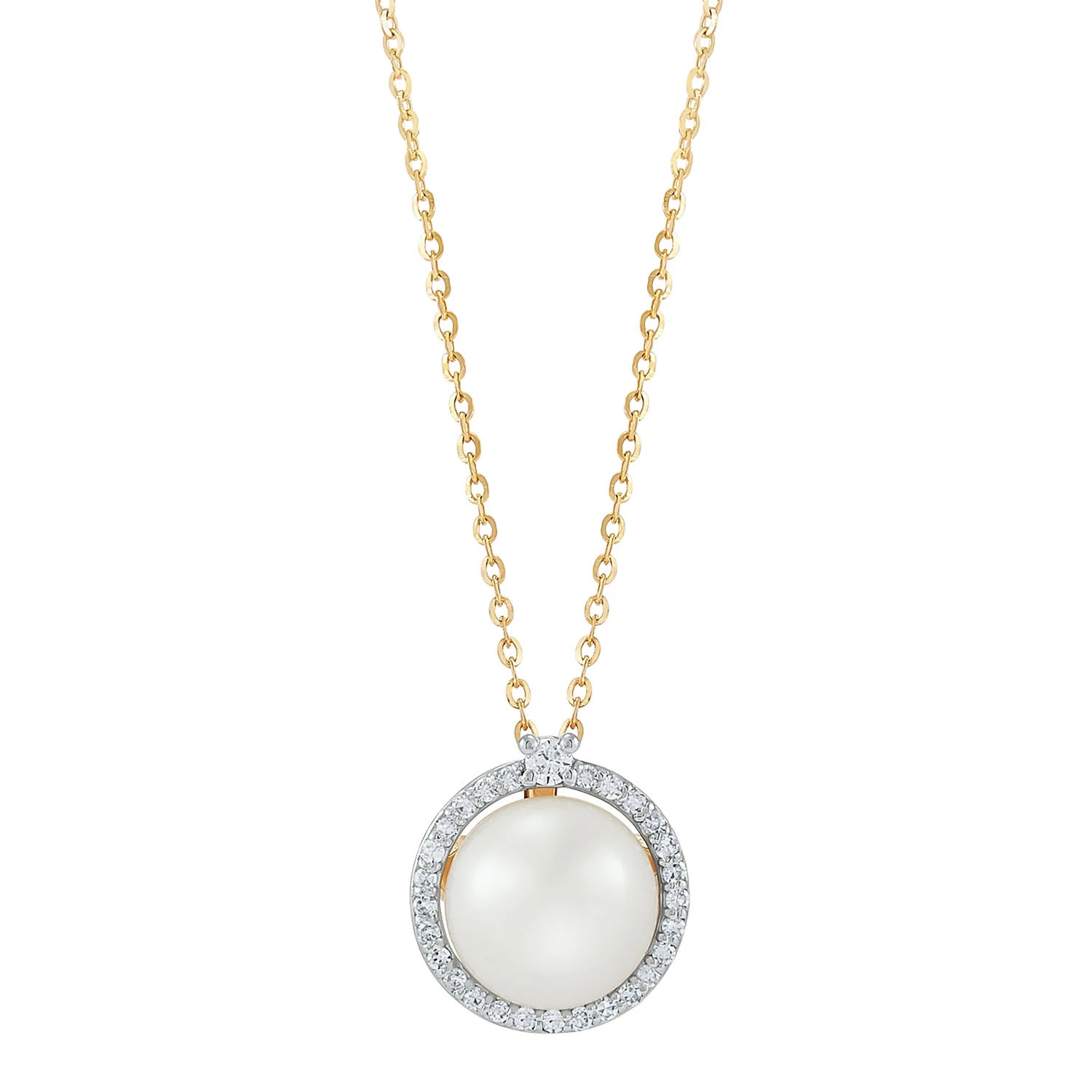 Freshwater Cultured Pearl Pendant with 0.11 CT. T.W. Diamonds in 14K Yellow Gold | Sam's Club