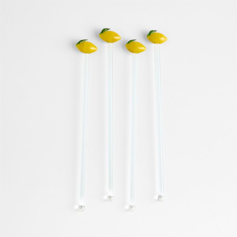 Lemon Icon Glass Drink Stirrers, Set of 4 + Reviews | Crate & Barrel | Crate & Barrel
