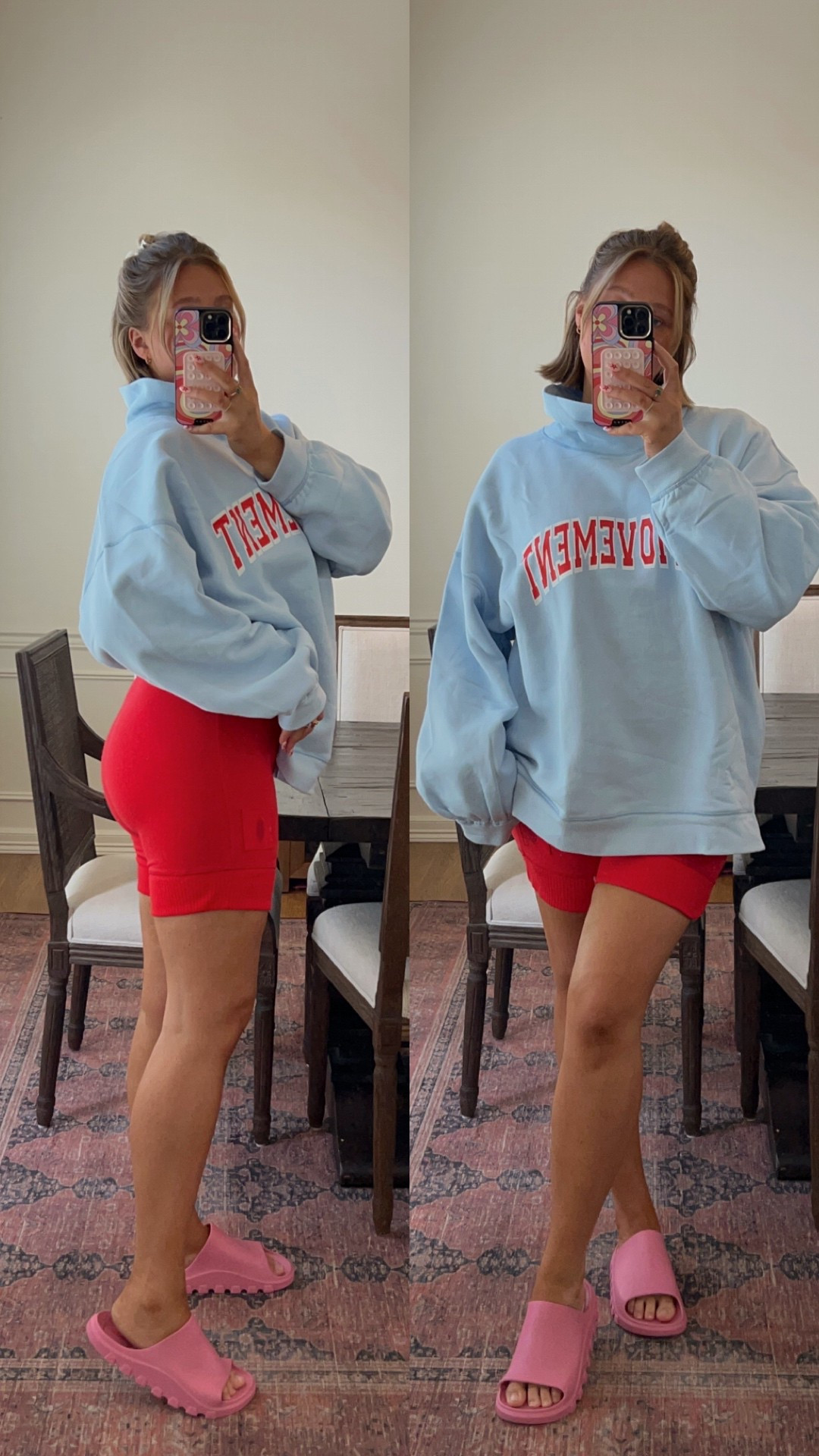 Free people movement haul! New color in the victory set!❤️💙 Adore this lightweight summer vibe M in sweatshirt and shorts, L in striped set it shrinks a little in wash!