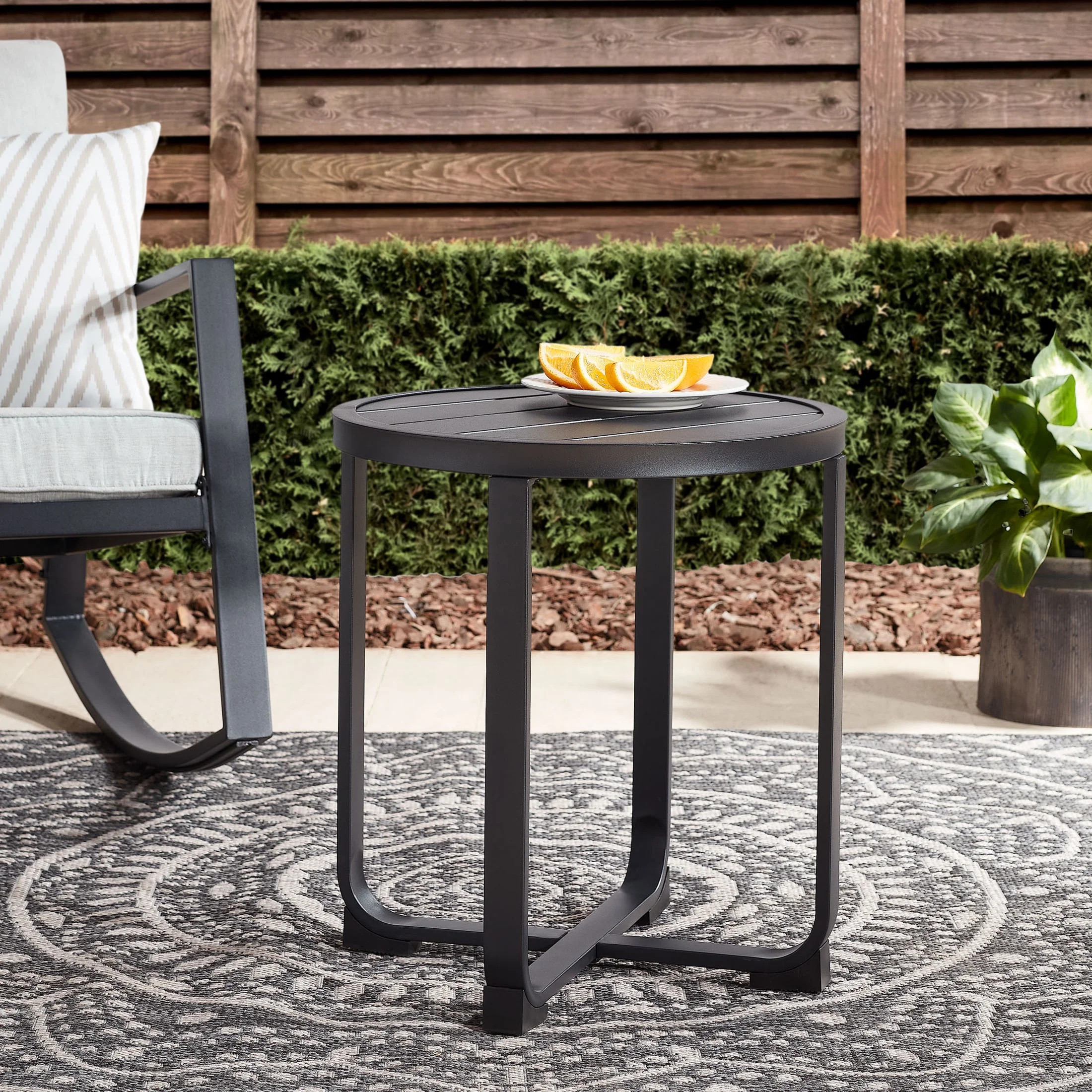 Mainstays Asher Springs Outdoor Side Table- Black - Walmart.com | Walmart (US)
