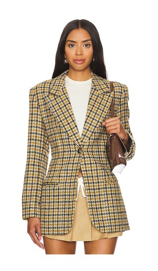 Tailored Boyfriend Blazer in Ochre Houndstooth | Revolve Clothing (Global)