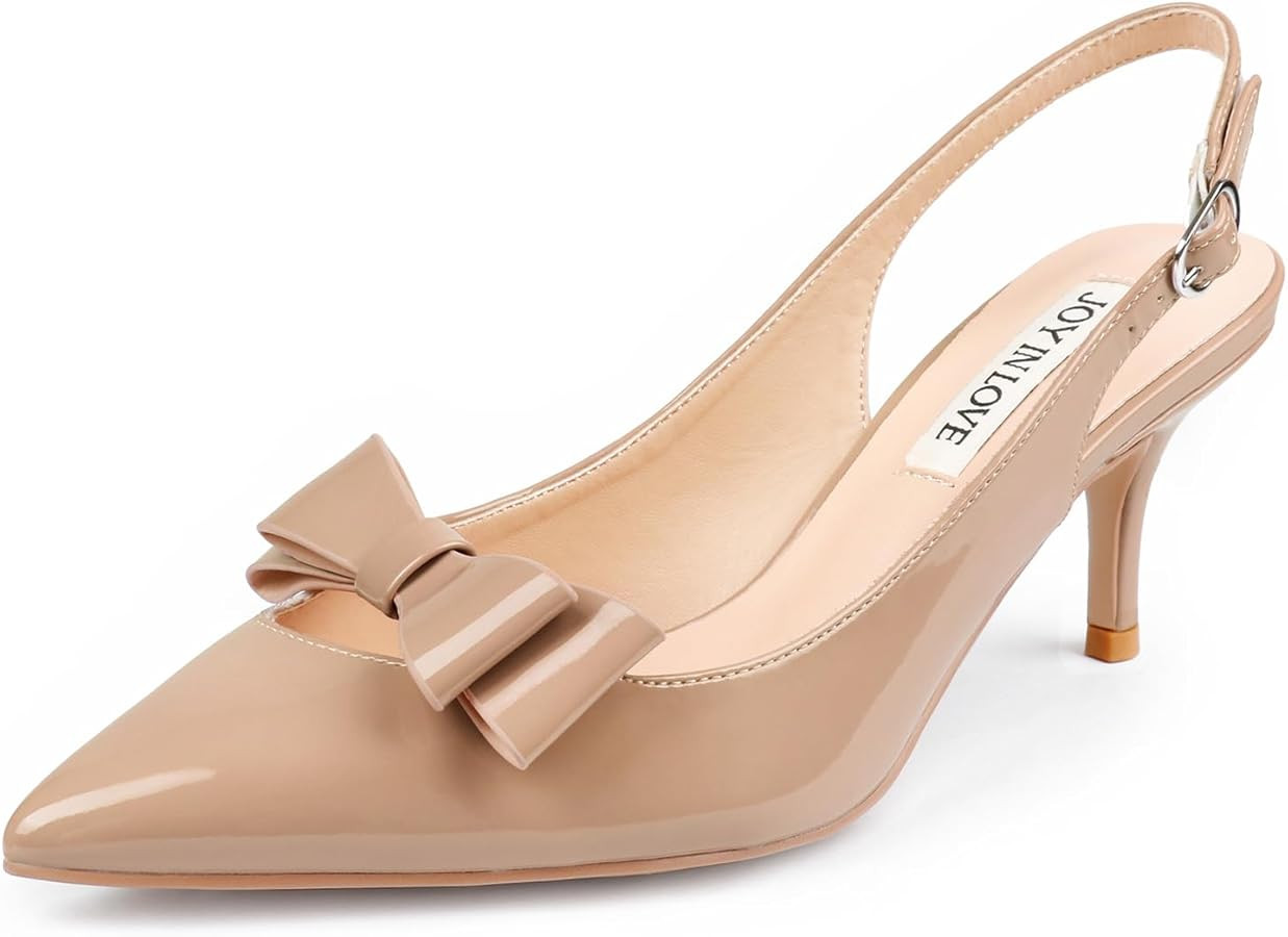 JOY IN LOVE Kitten Heels for Women Slingback Pumps Sandals Pointy Toe Pumps | Amazon (US)