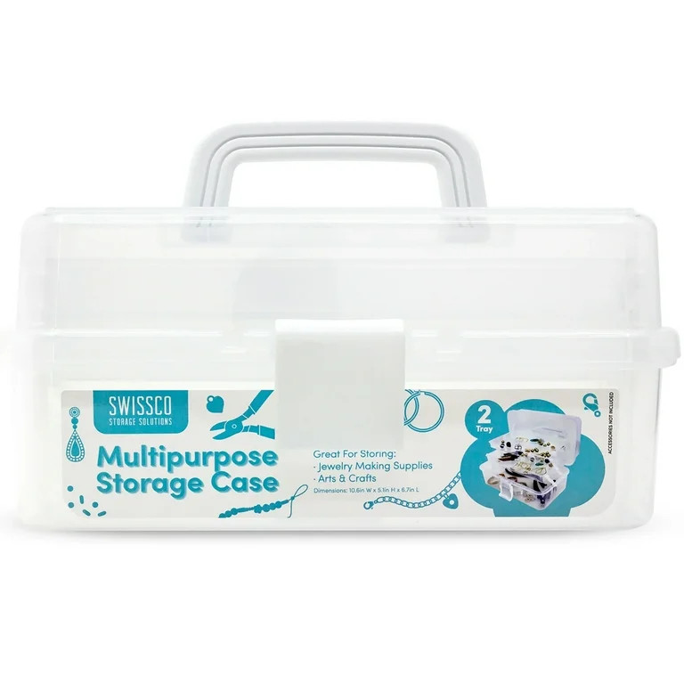 Swissco Two Tray Multi-Purpose Storage Case Organizer for Jewelry and Arts and Crafts, Clear, Med... | Walmart (US)