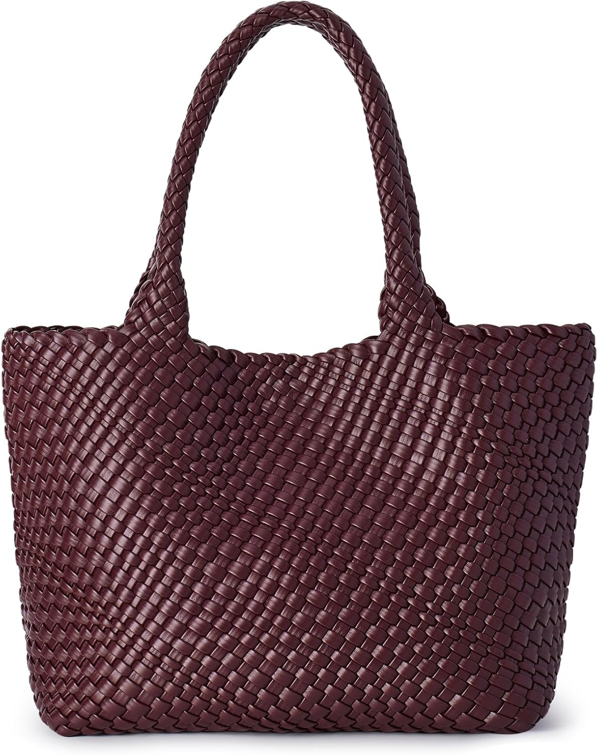 Woven Tote Bag for Women Soft Vegan Leather Large Shoulder Bag | Amazon (US)