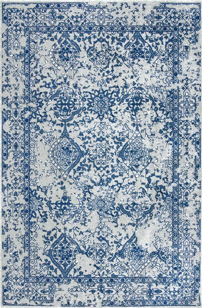 Light Blue Floral Ornament Area Rug | Rugs USA