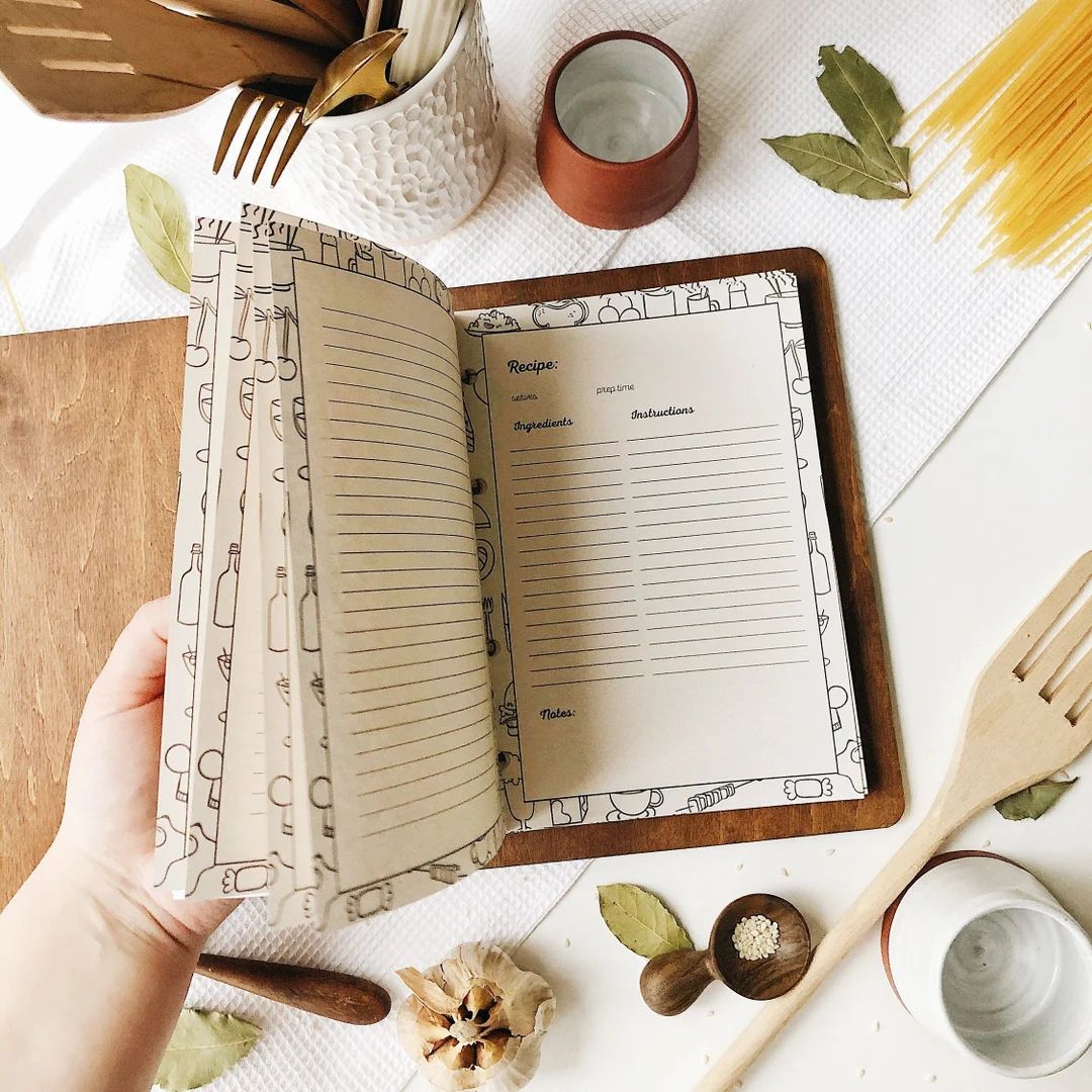 Personalized Recipe Book Wooden Blank Cookbook Custom Recipe - Etsy | Etsy (US)