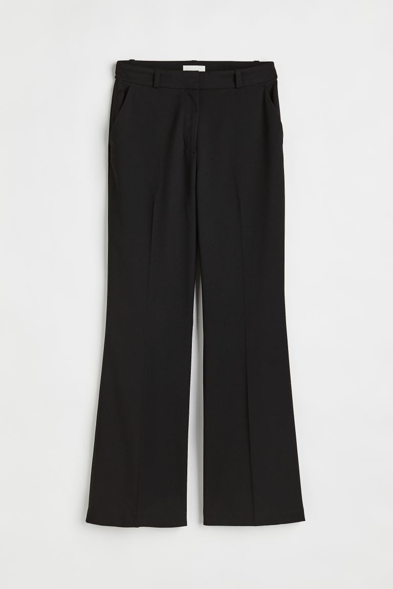 Flared tailored trousers - Black - Ladies | H&M GB | H&M (UK, MY, IN, SG, PH, TW, HK)
