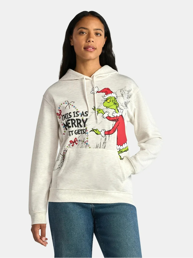 Dr Seuss The Grinch Women's Front Back Graphic Pullover Hoodie, Sizes XXS-XXL | Walmart (US)