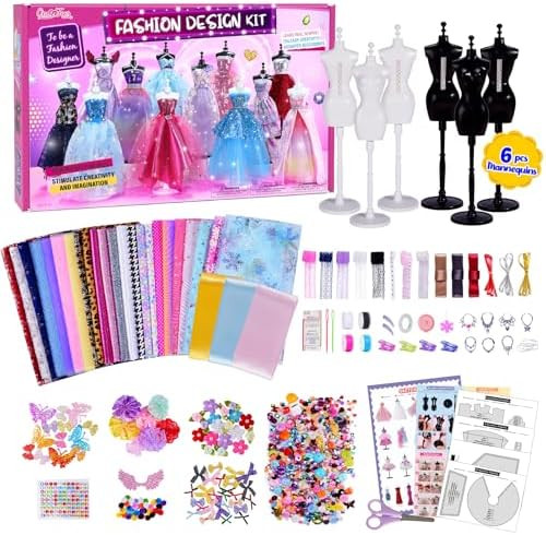Fashion Designer Kits for Girls with 6 Mannequins, 800+ Kids Sewing Kits | Amazon (US)