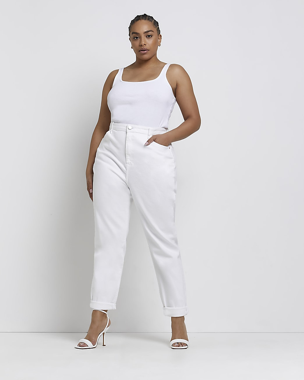 Plus white high waisted mom jeans | River Island (UK & IE)