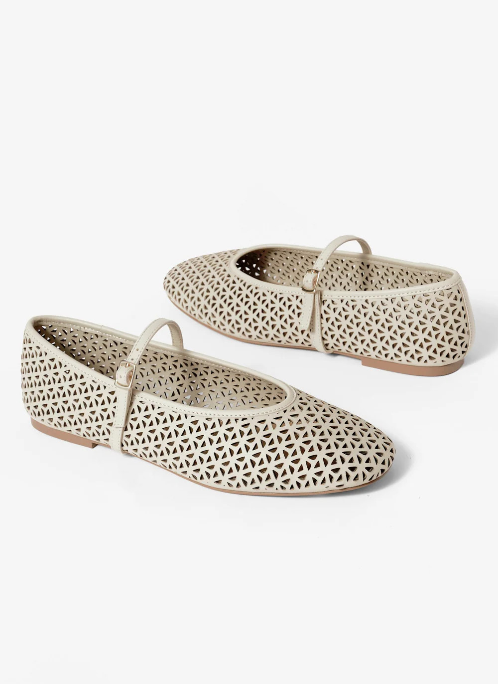 Tabi Cream Leather Ballet Flats | Mint Velvet
