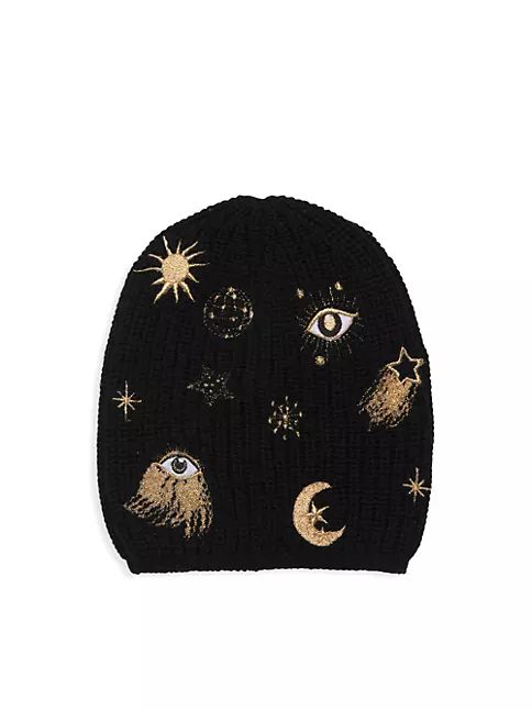 Ribbed Merino Wool Celestial-Embroidered Beanie | Saks Fifth Avenue