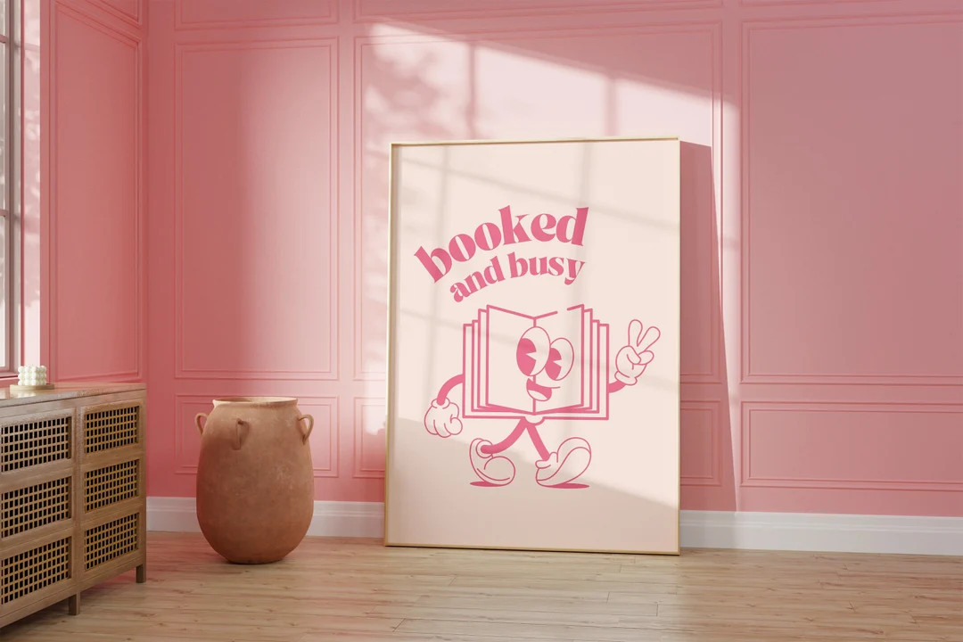 Booked and Busy, Retro Quote, Digital Prints Art, Downloadable Art, Reading Art Prints, Retro Car... | Etsy (US)