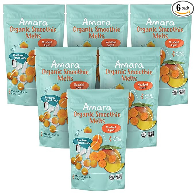 Amara Smoothie Melts - Mango Carrot - Baby Snacks Made With Fruits and Vegetables - Healthy Toddl... | Amazon (US)