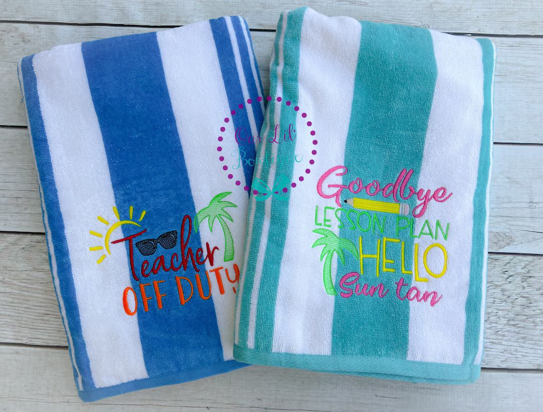 Teacher Towel Teacher Gift Beach Towels Towels Personalized Towel Teacher Summer Gift Birthday Te... | Etsy (US)