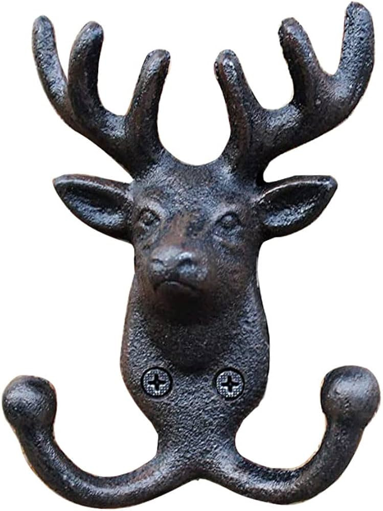 Vintage Cast Iron Deer Antlers Wall Coat Hooks Hanger Rack Wall Decor, Heavy Duty Animal Deer Elk... | Amazon (US)