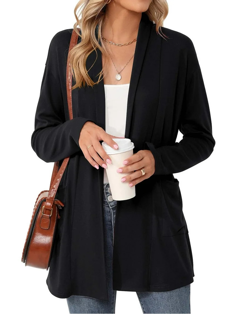 Shine Up Cardigan for Women Long Sleeve Lightweight Tops Casual Open Front Cardigans with Pockets | Walmart (US)