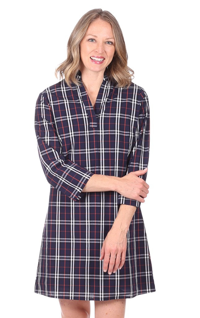 Adair Dress in Navy Plaid | Duffield Lane