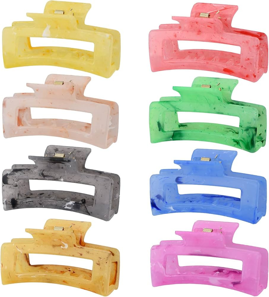 8 PCS Hair Claw Clips, 3.5 Inch Hair Claw Clips Rectangle Claw Clips Acrylic Banana Claw Clips fo... | Amazon (US)