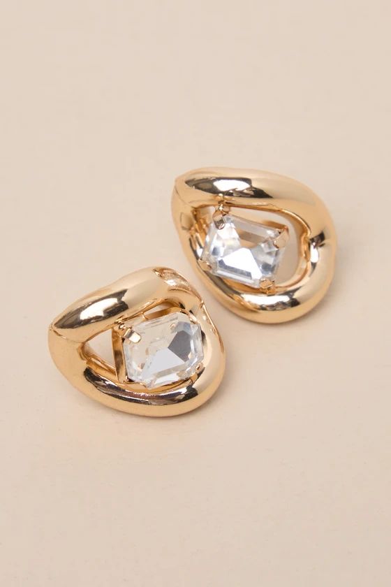 Radiant Luxury Gold Rhinestone Statement Earrings | Lulus