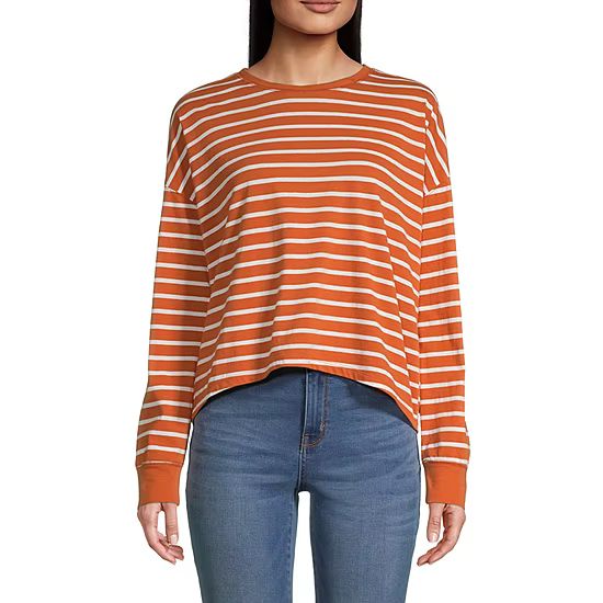 new!a.n.a Womens Round Neck Long Sleeve T-Shirt | JCPenney