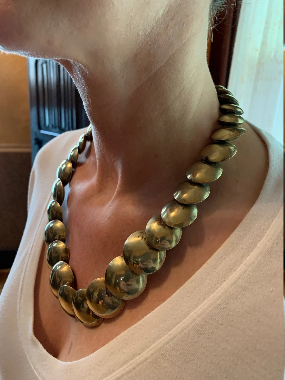 Vintage Brass Disk Necklace - Etsy | Etsy (Global)