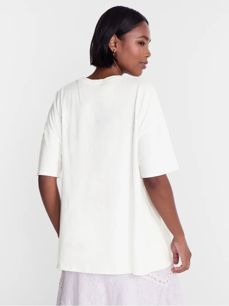 No Boundaries Washed Graphic Boyfriend Tee, Women's XXS-XXL | Walmart (US)