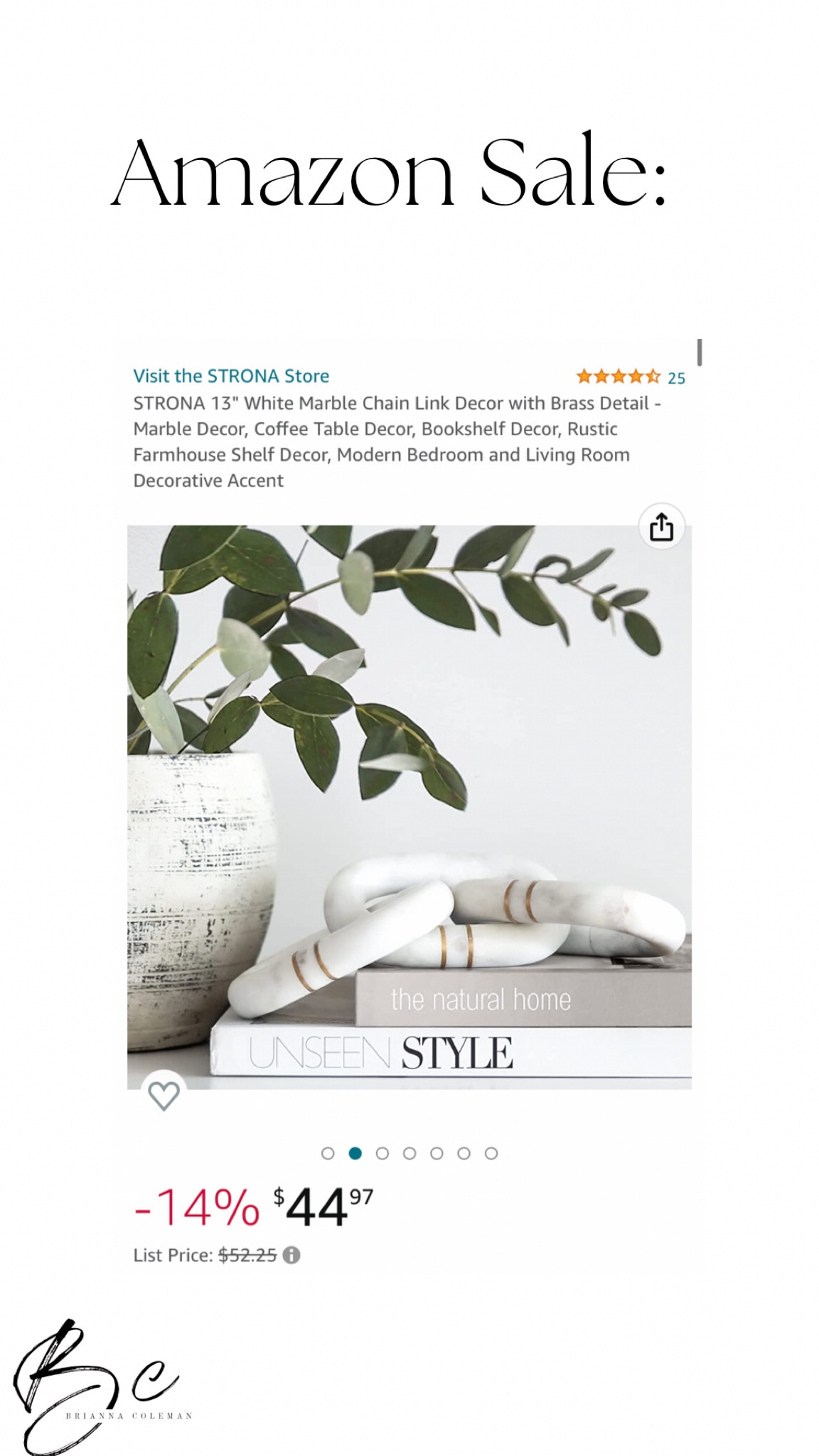 Amazon sale 
Trendy home decor 
White marble chain links with brass detail 
Chic home decor 

#LTKsalealert #LTKunder50 #LTKhome