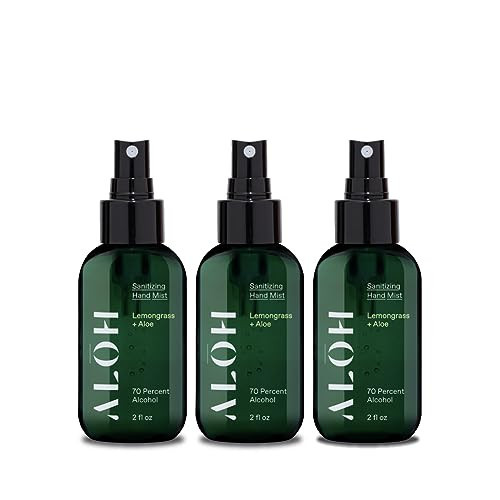 ALOH Hand Sanitizer Spray Liquid 3-pack | Lemongrass | 70% Alcohol Hydrating Hand Sanitizer Spray with Essential Oil, for Kids & Adults | 2oz Travel Size Bottle | Amazon (US)