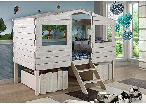 Donco Kids Tree House Low Loft Bed, Twin, Rustic Sand | Amazon (US)